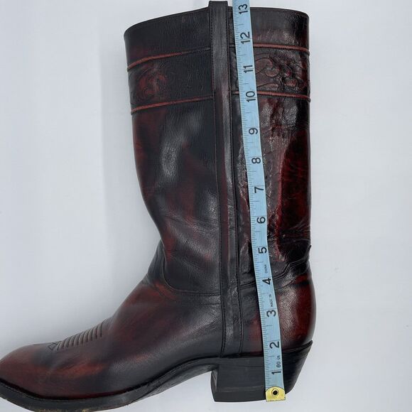 El Dorado Cowboy Boots Men's 9D Black Cherry Leather Western Stovepipe Vintage - Picture 9 of 16